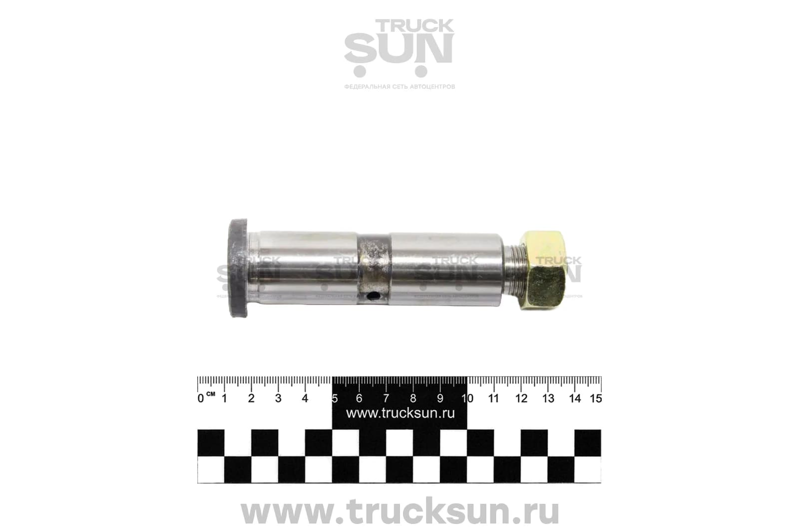 Палец рессоры FR RR конец HD120 4шт D=28, Lобщ=128. С резьбой, со шляп., изображение 2 из 3